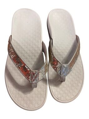 Vionic Tide Gold Sequin Thong Sandals size 9
